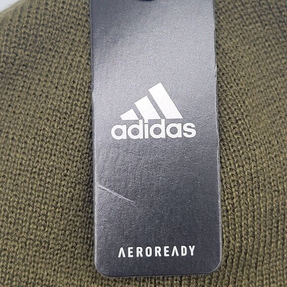 Adidas Mens Womens Aeroready Beanie Olive Green Wide Cuff Fold One Size - Picture 7 of 8